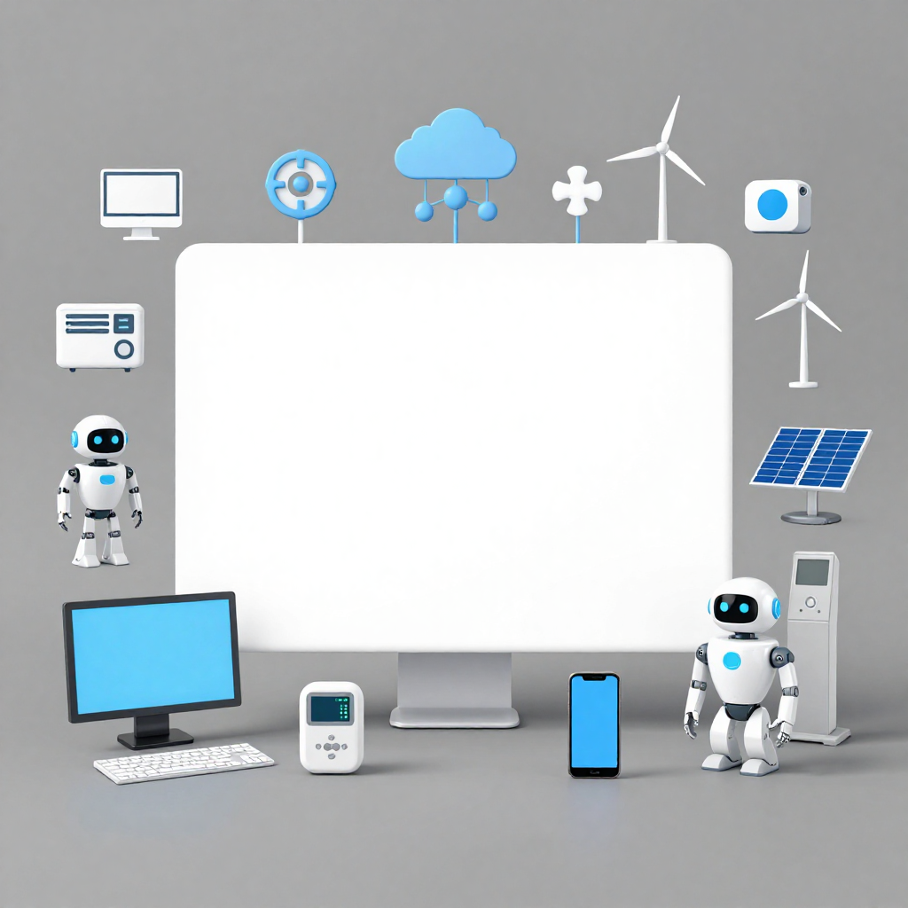 Illustration showing different types of technology such as information technology, medical technology, communication technology, and artificial intelligence.